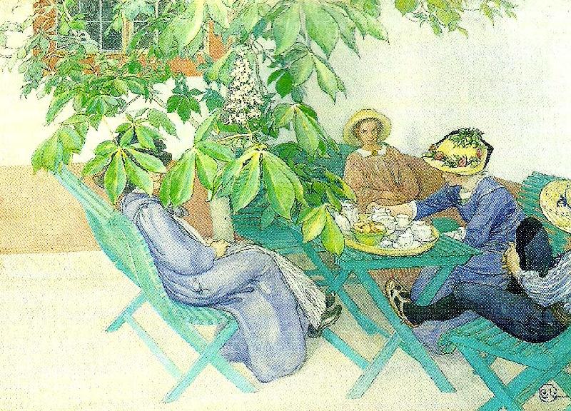 Carl Larsson under kastanjen-kastanjen blommar oil painting image